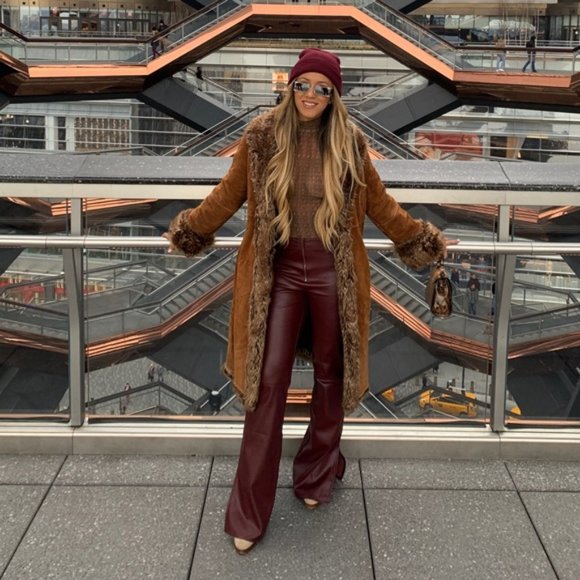 I.AM.GIA BNWT Romy Brown Burgundy Plum Leather Pant M 6 8 - Picture 8 of 8